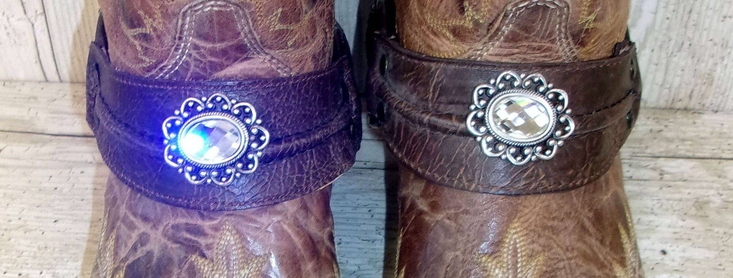 Boot Bracelet Decoration (Pair) bw114 handcrafted from cowboy boots. Shop Apparel & Accessories at ChrisThompsonBags.com and buy the best boot accents, boot accessory, boot bling, boot bracelet, boot decor, boot jewelry, boot wrap, cowboy boot bling, cowboy boot decor, cowgirl boot bling, decorate boots, ugg decoration, western boot decor at Chris Thompson Bags.